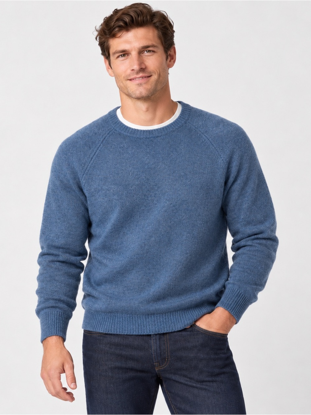 NWT J.Crew Men’s Supersoft Lambswool Crewneck Sweater XL Heather Twilight Blue